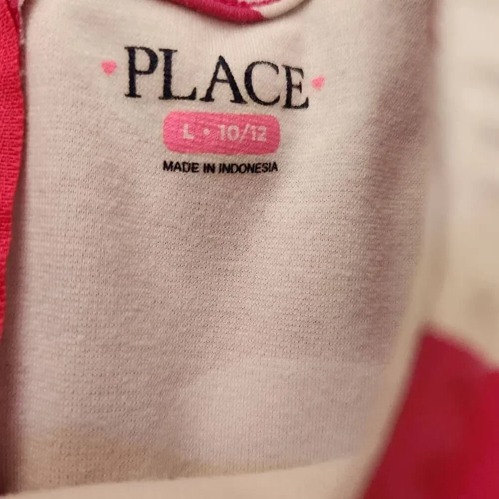Children's Place Large 10-12 pink white polka dot short sleeve dress mini